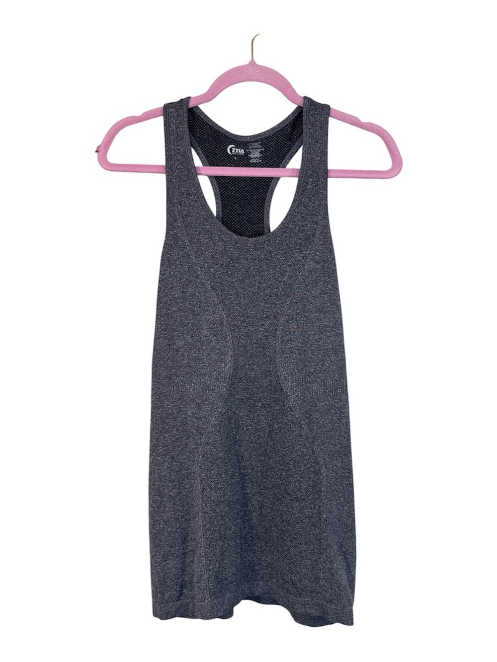 Zyia Grey Stretch Longline Tank Top Womens L Athletic Gym Workout Shirt Fitness